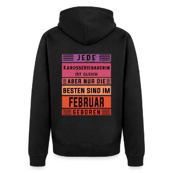 Autoschlosser Geburtstag Februar geboren - Unisex Premium Bio Zip Hoodie - Schwarz - Hinten - Nico (187cm)