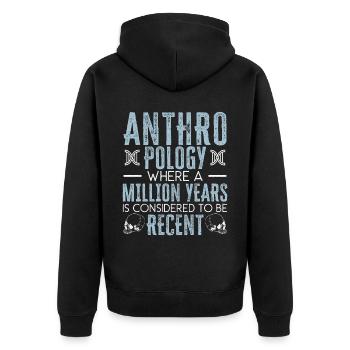 Where A Milion Years Is Considered To Be Recent - Unisex Premium Organic Zip Hoodie - black - Back - Nico (187cm)
