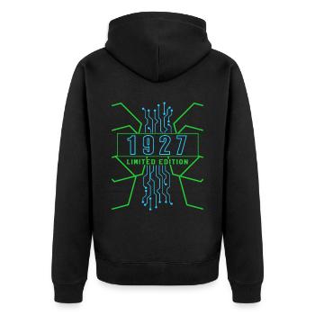 Geburtstag 1927 Gaming Limited Edition Gamer - Unisex Premium Bio Zip Hoodie - Schwarz - Hinten - Nico (187cm)