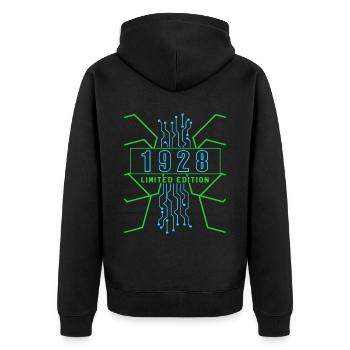 Geburtstag 1928 Gaming Limited Edition Gamer - Unisex Premium Bio Zip Hoodie - Schwarz - Hinten - Nico (187cm)