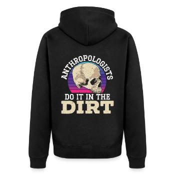 Anthropologe Do It In The Dreck Anthropologie - Unisex Premium Bio Zip Hoodie - Schwarz - Hinten - Nico (187cm)