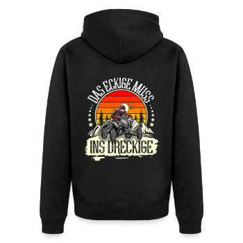 Quad ATV Offroad Quadfahrer - Unisex Premium Bio Zip Hoodie - Schwarz - Hinten - Nico (187cm)