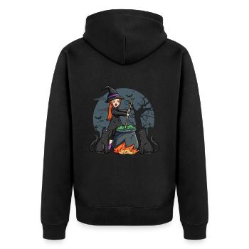 Witch with kettle - Unisex Premium Organic Zip Hoodie - black - Back - Nico (187cm)