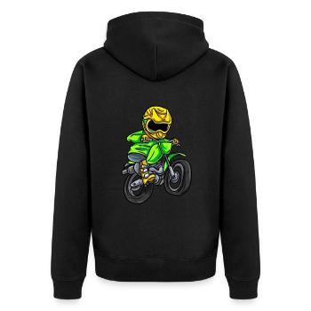 Dirt Bike Motorcross - Unisex Premium Bio Zip Hoodie - Schwarz - Hinten - Nico (187cm)