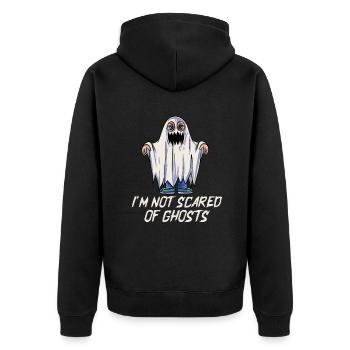 I'm not afraid of ghosts - Unisex Premium Organic Zip Hoodie - black - Back - Nico (187cm)