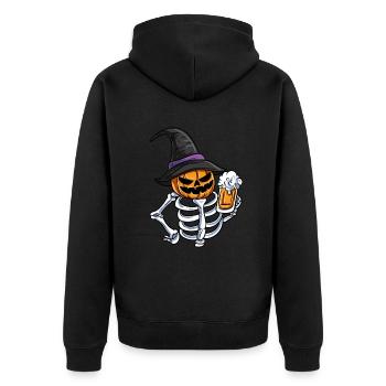 Skeleton Pumpkin Face - Unisex Premium Organic Zip Hoodie - black - Back - Nico (187cm)