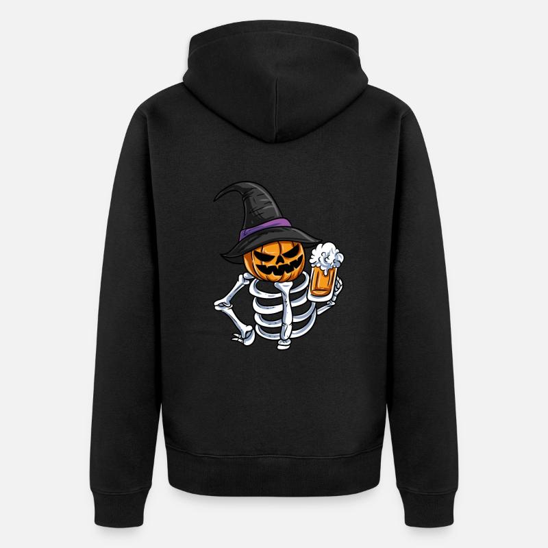 Squelette Citrouille Visage - Veste à capuche bio Premium Unisexe - noir