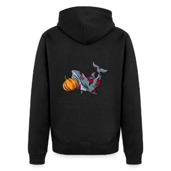 Halloween Shark - Unisex Premium Organic Zip Hoodie - black - Back - Nico (187cm)