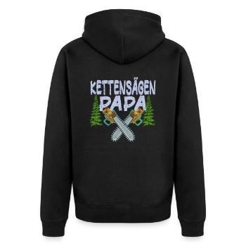 Chainsaw Father Chainsaws Papa Trees Forester - Unisex Premium Organic Zip Hoodie - black - Back - Nico (187cm)