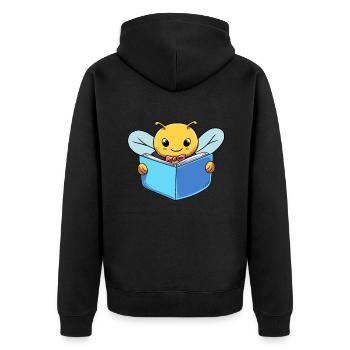 Bee Book Lovers - Unisex Premium Organic Zip Hoodie - black - Back - Nico (187cm)