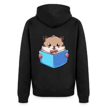 Hamster Lesebuch - Unisex Premium Bio Zip Hoodie - Schwarz - Hinten - Nico (187cm)
