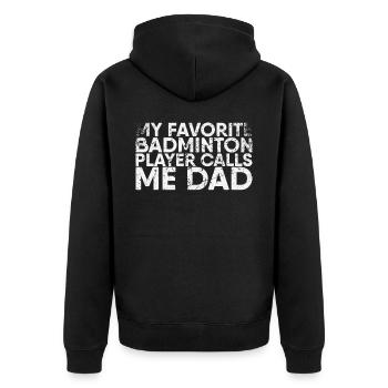 Meine Lieblings-badmintonspieler Nennen Mich Papa - Unisex Premium Bio Zip Hoodie - Schwarz - Hinten - Nico (187cm)