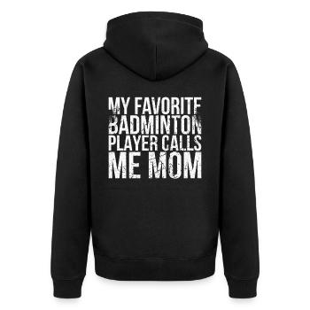 Mein Lieblings-badmintonspieler Nennt Mich Mama - Unisex Premium Bio Zip Hoodie - Schwarz - Hinten - Nico (187cm)