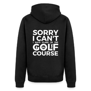 Golf Spieler Spruch Geschenkidee - Unisex Premium Bio Zip Hoodie - Schwarz - Hinten - Nico (187cm)