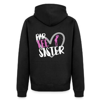 Golf Spieler Spruch Geschenkidee - Unisex Premium Bio Zip Hoodie - Schwarz - Hinten - Nico (187cm)