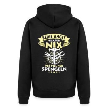 Spengler Spengeln Bauspengler - Unisex Premium Bio Zip Hoodie - Schwarz - Hinten - Nico (187cm)