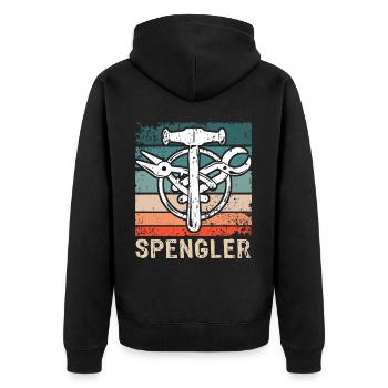Spengler Spengeln Bauspengler - Unisex Premium Bio Zip Hoodie - Schwarz - Hinten - Nico (187cm)