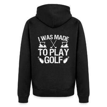 Golf Spieler Spruch Geschenkidee - Unisex Premium Bio Zip Hoodie - Schwarz - Hinten - Nico (187cm)