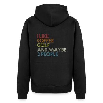 Golf Spieler Spruch Geschenkidee - Unisex Premium Bio Zip Hoodie - Schwarz - Hinten - Nico (187cm)