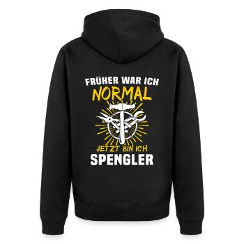 Spengler Spengeln Bauspengler - Unisex Premium Bio Zip Hoodie - Schwarz - Hinten - Nico (187cm)