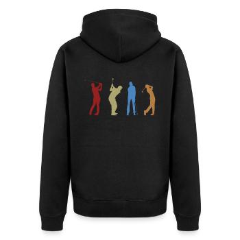 Golf Spieler Spruch Geschenkidee - Unisex Premium Bio Zip Hoodie - Schwarz - Hinten - Nico (187cm)