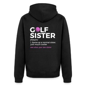 Golf Spieler Spruch Geschenkidee - Unisex Premium Bio Zip Hoodie - Schwarz - Hinten - Nico (187cm)