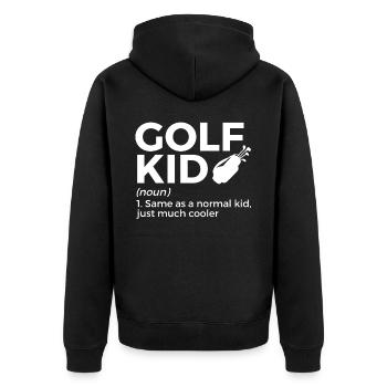 Golf Spieler Spruch Geschenkidee - Unisex Premium Bio Zip Hoodie - Schwarz - Hinten - Nico (187cm)