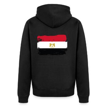 Drapeau officiel de l’Égypte Pays égyptien Pride Vintage - Veste à capuche bio Premium Unisexe - noir - Dos - Nico (187cm)