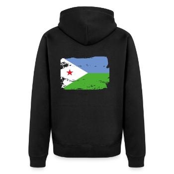 Offizielle Dschibuti Flagge Djiboutian Country Pride - Unisex Premium Bio Zip Hoodie - Schwarz - Hinten - Nico (187cm)