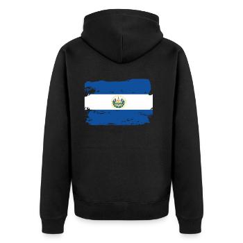 Drapeau officiel du Salvador Pays salvadorien - Veste à capuche bio Premium Unisexe - noir - Dos - Nico (187cm)