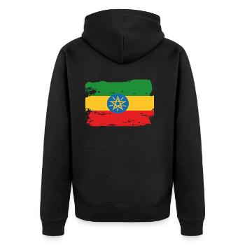 Drapeau officiel de l’Éthiopie Fierté du pays éthiopien - Veste à capuche bio Premium Unisexe - noir - Dos - Nico (187cm)