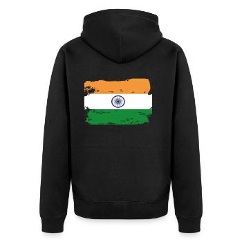 Offizielle indische Flagge Indian Country Pride Vintage - Unisex Premium Bio Zip Hoodie - Schwarz - Hinten - Nico (187cm)