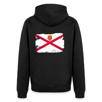 Drapeau officiel de Jersey Jerseian Country Pride - Veste à capuche bio Premium Unisexe - noir - Dos - Nico (187cm)