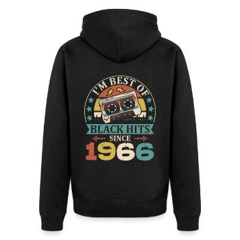 I'm Best Of Black Hits Seit 1966 Kassette - Unisex Premium Bio Zip Hoodie - Schwarz - Hinten - Nico (187cm)