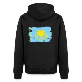 Offizielle kasachische Flagge Kazakh Country Pride - Unisex Premium Bio Zip Hoodie - Schwarz - Hinten - Nico (187cm)