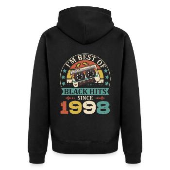 Je suis best of black hits depuis 1998 Cassette - Veste à capuche bio Premium Unisexe - noir - Dos - Nico (187cm)
