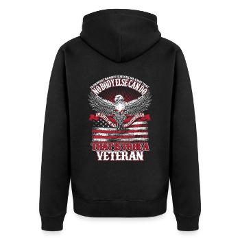 Amerikanischer Flagge USA United States Of America - Unisex Premium Bio Zip Hoodie - Schwarz - Hinten - Nico (187cm)