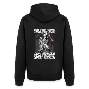 Fechten - Unisex Premium Bio Zip Hoodie - Schwarz - Hinten - Nico (187cm)