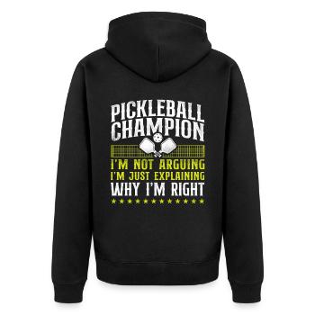 Pickleball Pickleball Champion I'm - Unisex Premium Bio Zip Hoodie - Schwarz - Hinten - Nico (187cm)