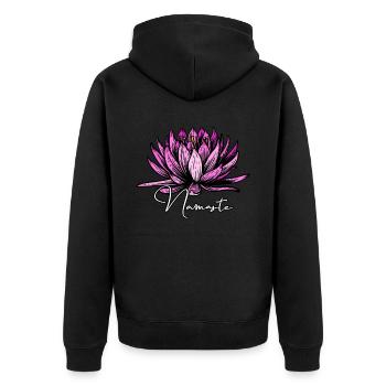Yoga Namaste - Unisex Premium Bio Zip Hoodie - Schwarz - Hinten - Nico (187cm)