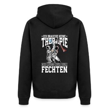 Fechten - Unisex Premium Bio Zip Hoodie - Schwarz - Hinten - Nico (187cm)