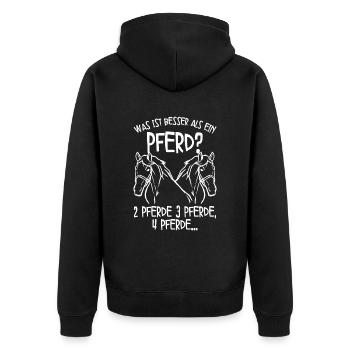 Pferde - Unisex Premium Bio Zip Hoodie - Schwarz - Hinten - Nico (187cm)