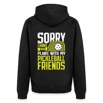 Pickleball Sorry I Have Plans With - Unisex Premium Bio Zip Hoodie - Schwarz - Hinten - Nico (187cm)