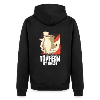 Töpfern - Unisex Premium Bio Zip Hoodie - Schwarz - Hinten - Nico (187cm)