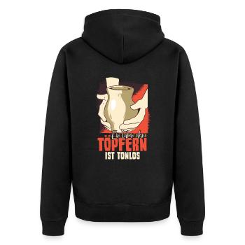 Töpfern - Unisex Premium Bio Zip Hoodie - Schwarz - Hinten - Nico (187cm)