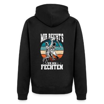 Fechten - Unisex Premium Bio Zip Hoodie - Schwarz - Hinten - Nico (187cm)