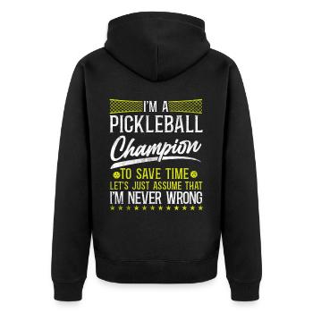 Pickleball Je suis un Pickleball - Veste à capuche bio Premium Unisexe - noir - Dos - Nico (187cm)