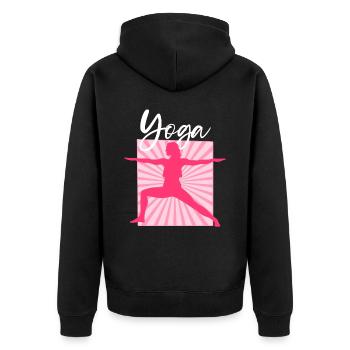 Yoga - Unisex Premium Bio Zip Hoodie - Schwarz - Hinten - Nico (187cm)