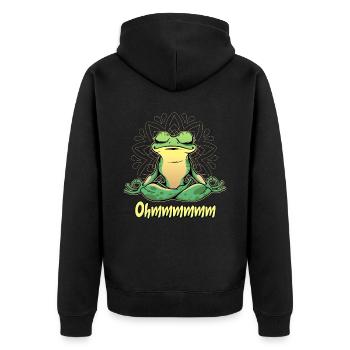 Yoga Frosch - Unisex Premium Bio Zip Hoodie - Schwarz - Hinten - Nico (187cm)