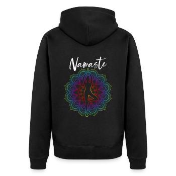 Yoga Namaste - Unisex Premium Bio Zip Hoodie - Schwarz - Hinten - Nico (187cm)